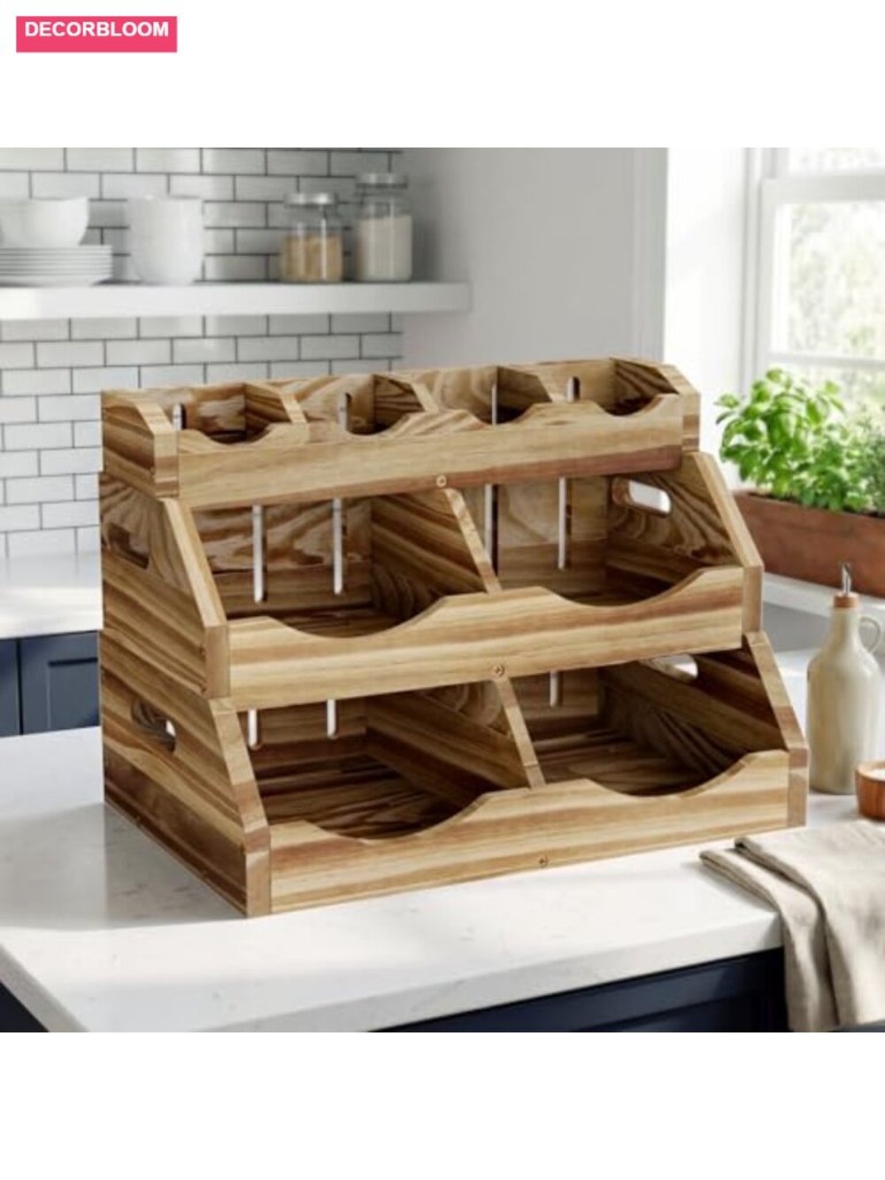 3-Tier Solid Wood Potato Onion Storage Bin Kitchen Organizer Stackable